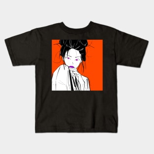 kimono girl ecopop orange art Kids T-Shirt
